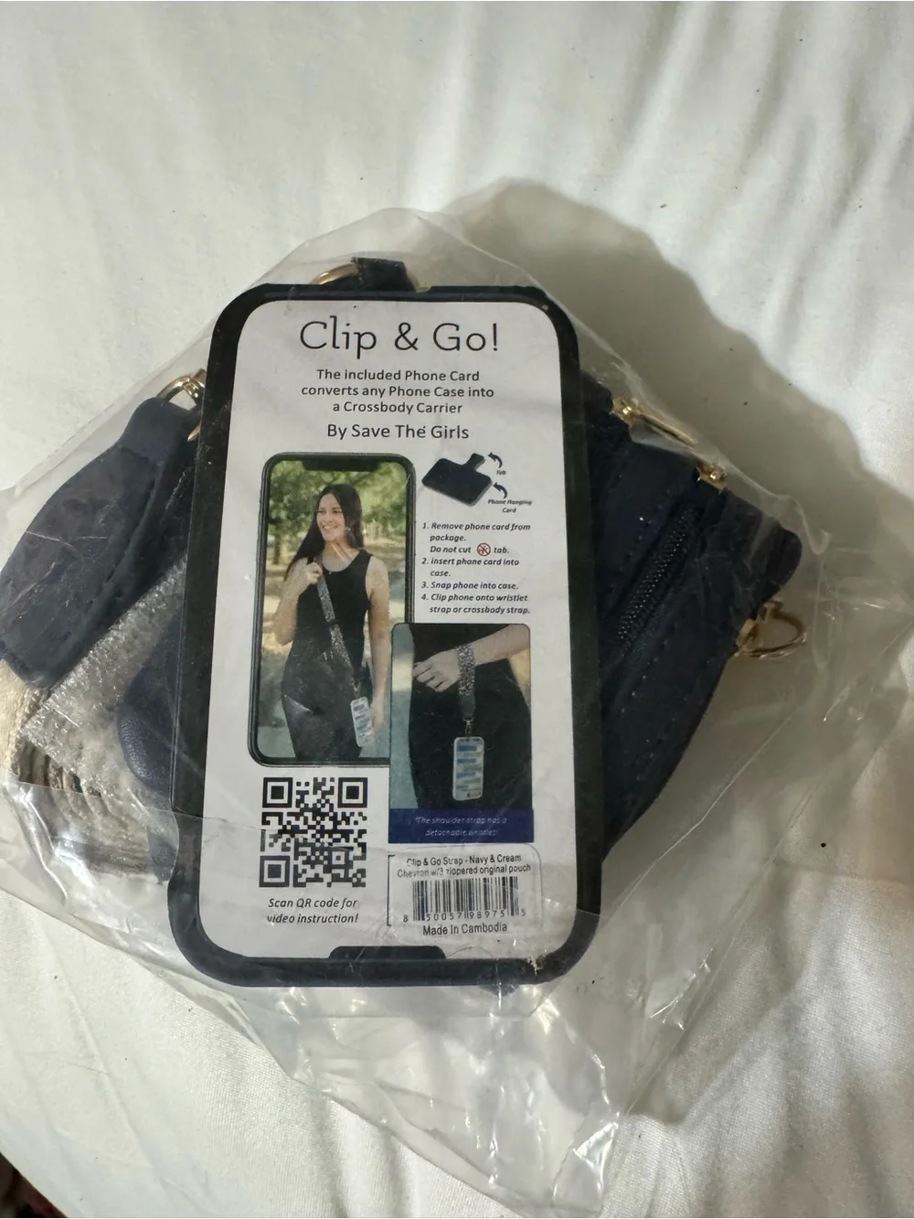 The Girls Clip & Go! Crossbody Phone Case - Navy & Cream